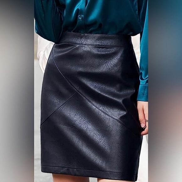Zeagoo Women Classic High Waisted Faux Leather Slim Mini Pencil Skirt - Sz S - Picture 1 of 9